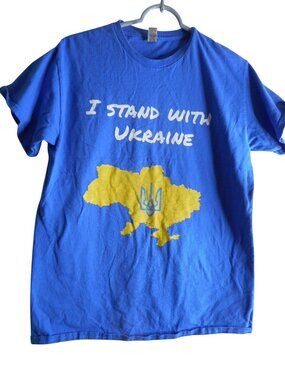 I stand with Ukraine Graphic T-Shirt Cotton blend Sz M Gildan Cotton Unisex